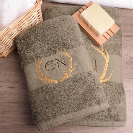 Personalisiertes Handtuch mit Namen/Initialen | Geweih
