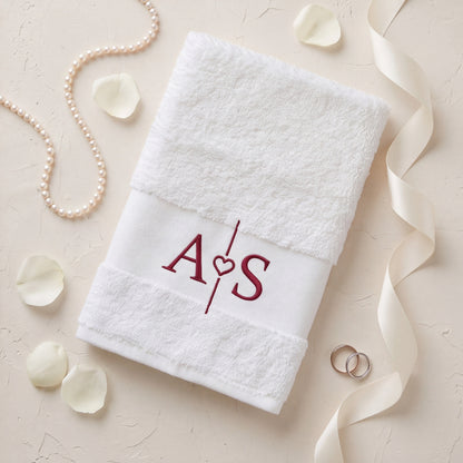 Personalisiertes Handtuch mit Namen/Initialen | Edle Hochzeit Herz